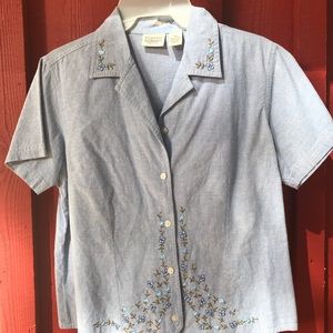 Vintage Embroidered Button Up Blouse